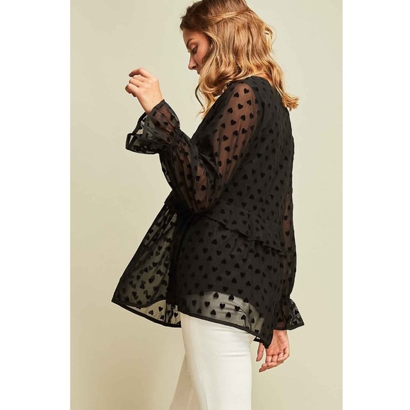 Black Heart Layered Blouse Top - Picture 4 of 8